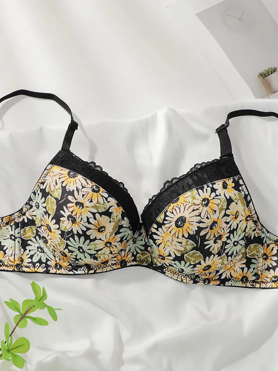 Women's Embroidered Lace Chrysanthemum Pattern Underwear with Steel Hoops Comfortable and Breathable Push Up Bra B6017 — image 3