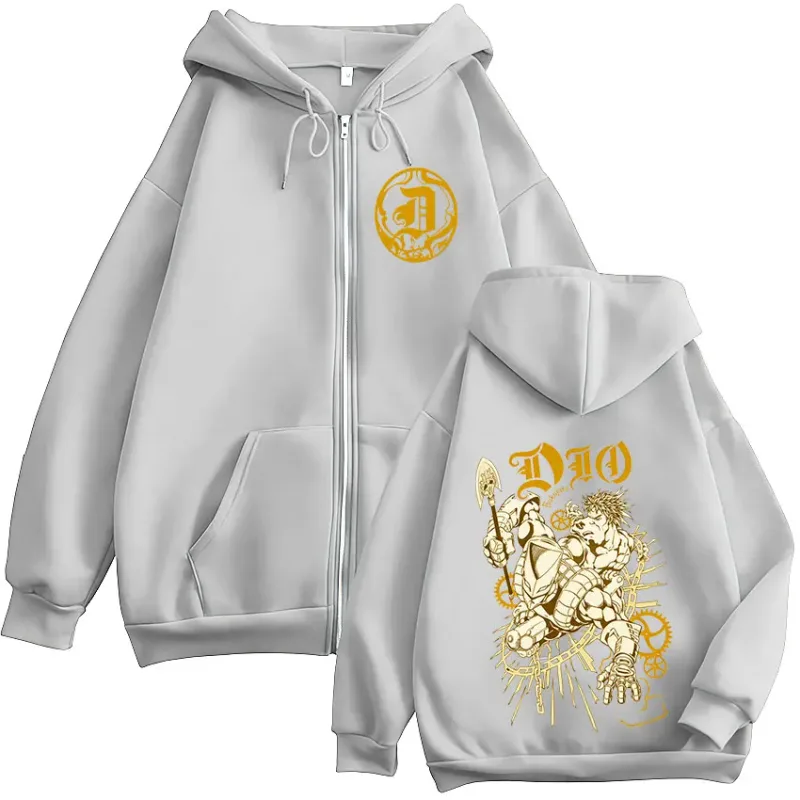 Anime Jojo Bizarre Adventure Dio Brando Zipper Hoodies Men's Women Zip Up Hooded Sweatshirts Fashion Jackets Coats Streetwear — image 7