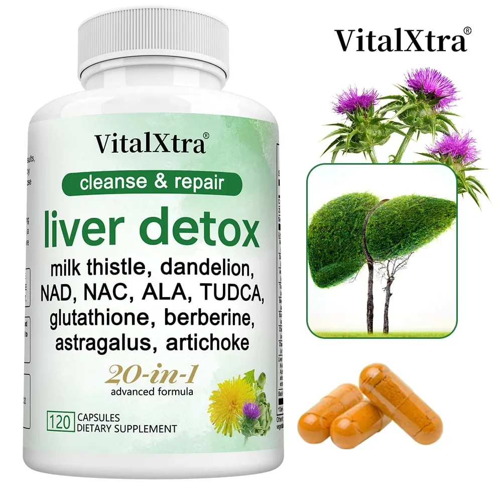 Liver Support Capsules Milk Thistle Extract Glutathione Dandelion Artichoke Liver Cleanse & Detox Antioxidant Digestion Support — image 1
