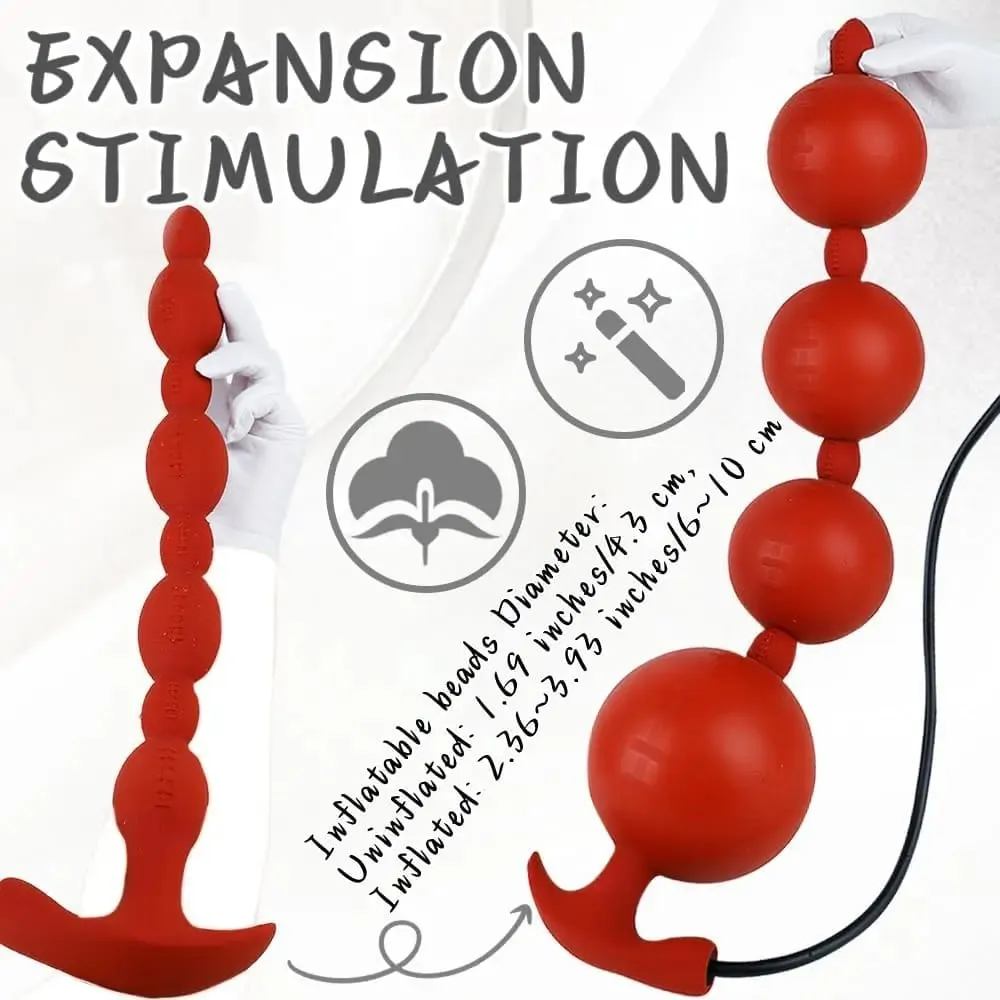 Extra Long Inflatable Anal Beads Butt Plug Dildo Huge Silicone Adjustable Size Big Thick 4 Balls Bead with T-Base Adult Sex Toys — image 6