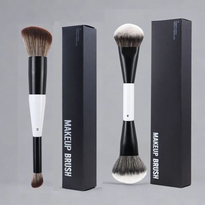2pcs/set White Double ended Angled Foundation Makeup Brushes Blush Contour Make up Brush Wood Handle Cosmetic Tool Mari F4 — image 3