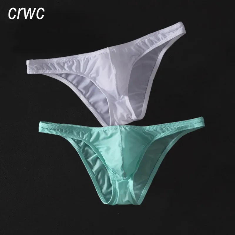 Sexy U Convex Briefs Thin Underwear Men Summer Breathable Silky Panties Male Calzoncillos Plus Size M-XXL — image 2