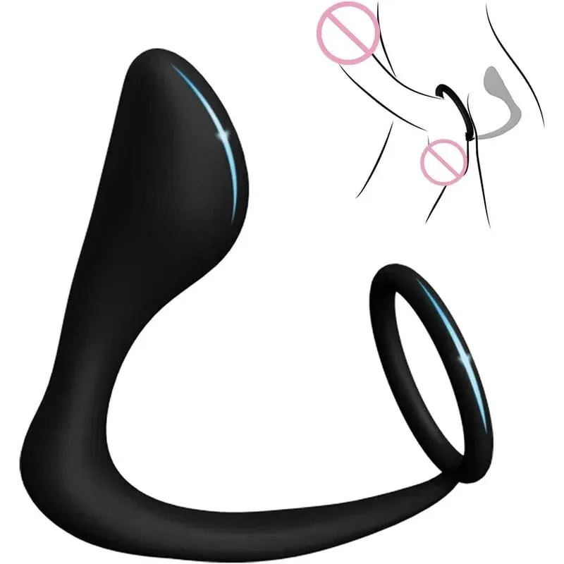 Silica Gel Lock Ring Penis Ring Prostate Massager Adult Sex Toys for Men Back Court Beads Male Butt Plug Couple Sharing Cock — image 3