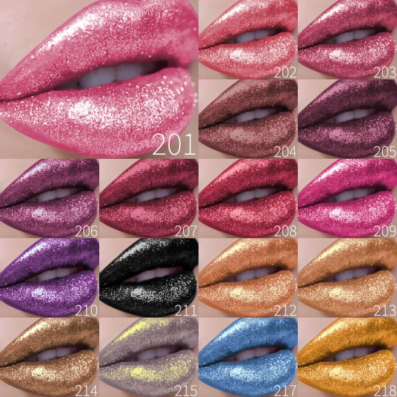 18 Χρώματα Diamonds Glitter Lip Gloss Μεγάλης διάρκειας Αδιάβροχο Υγρό Κραγιόν Pearl Shining Lip Color Sparking Lip Makeup Women — image 5