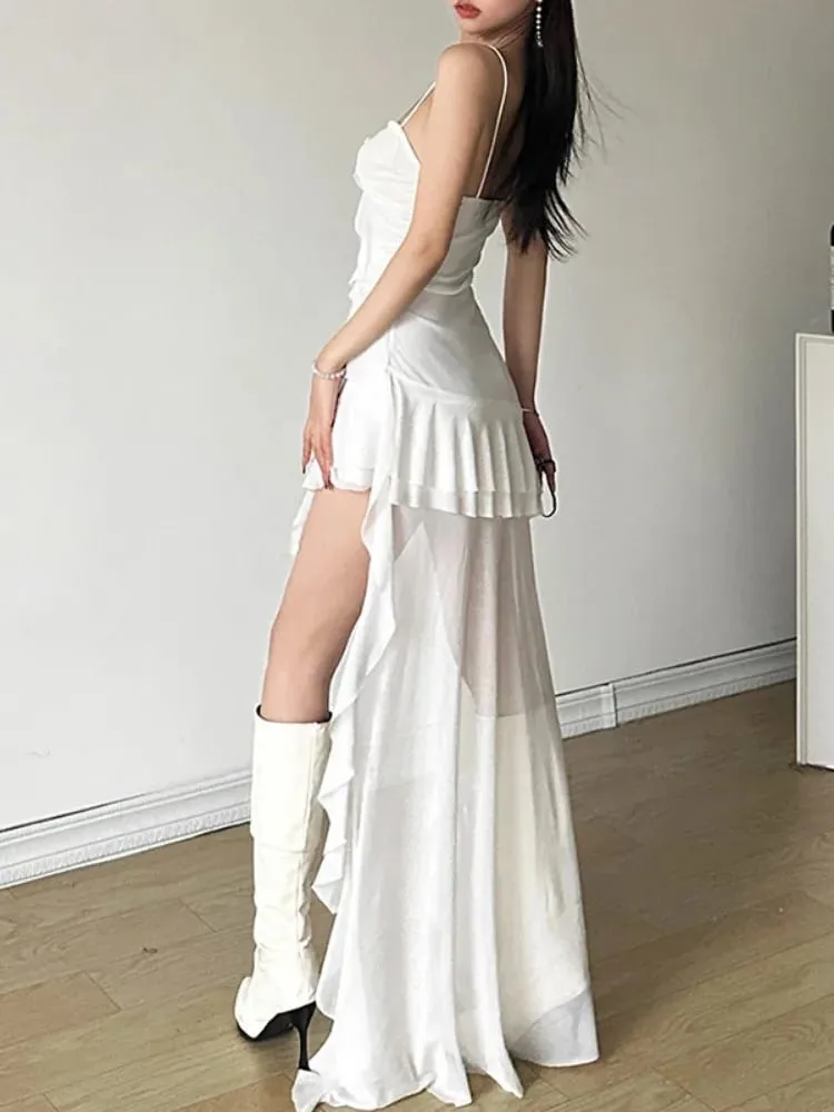 2026 Y2k Estetisk oregelbunden volangklänning Sexig rygglös Harajuku plisserade klänningar Streetwear ärmlös Bodycon Vestido De Mujer — image 5