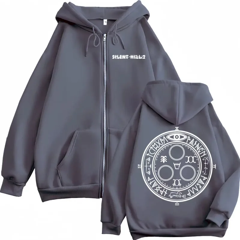 Limited Silent Hill 2 Game Print Zipper Hoodies Moda de alta qualidade Zip Up Pullovers Homens Mulheres Casual Moletons de Manga Longa — image 4