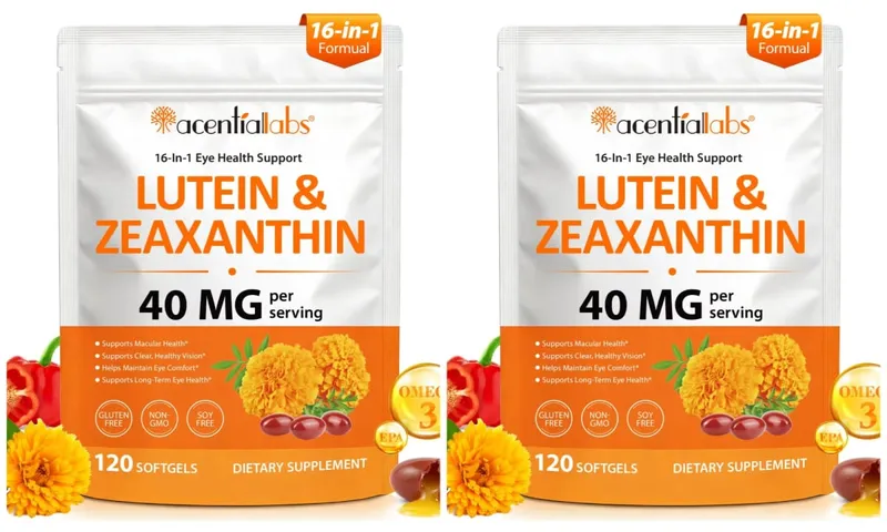 Acentiallabs Lutein Zeaxanthin Softgels 40mg Lutein & 8mg Zeaxanthin 120 Count Blue Light Filter Makulaskydd Ögonvård — image 8