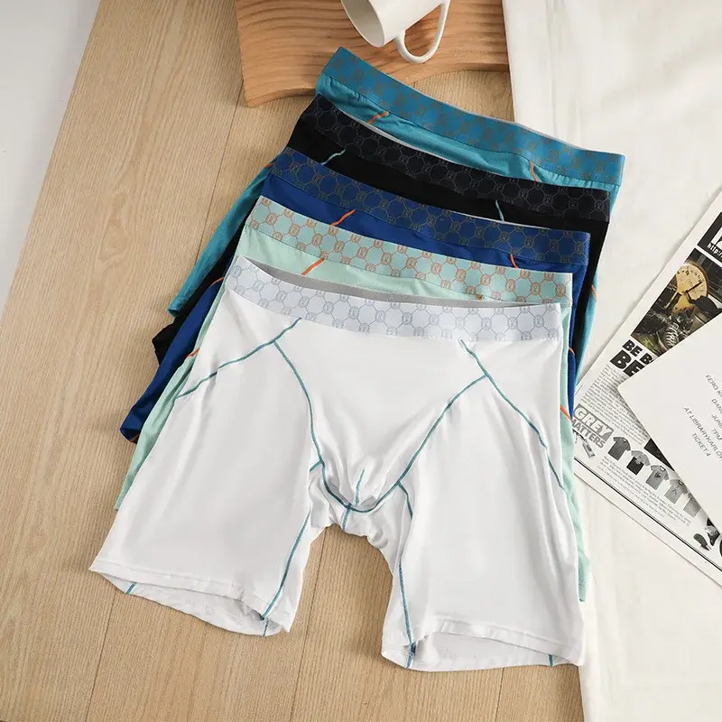 Cueca boxer masculina de fibra de bambu, calcinha masculina respirável em u convexo com bolsa longa, plus size — image 10