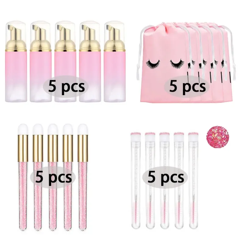 60ml 리필 가능 빈 플라스틱 펌프 병 래쉬 확장 청소 키트 긴 막대 브러시 래쉬 경기자 먼지 튜브 EVA 보관 가방 도구 — image 8