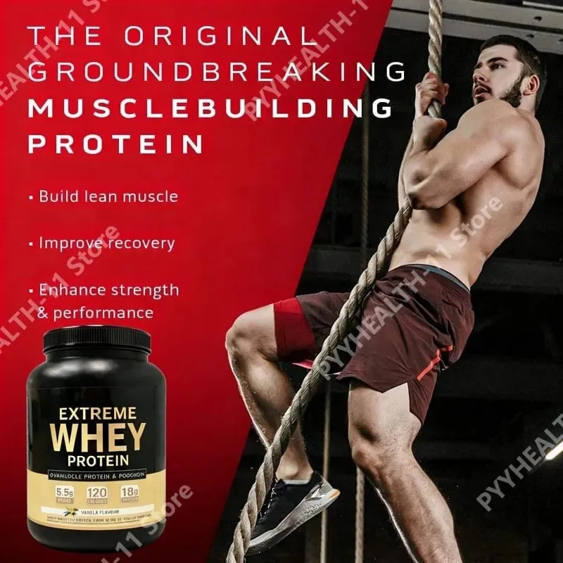 Vassleproteinpulver White Mass Gainer Muskeltillskott Muskeltillväxt Sport Hälsostöd för gym Vaniljsmak 1000g — image 5