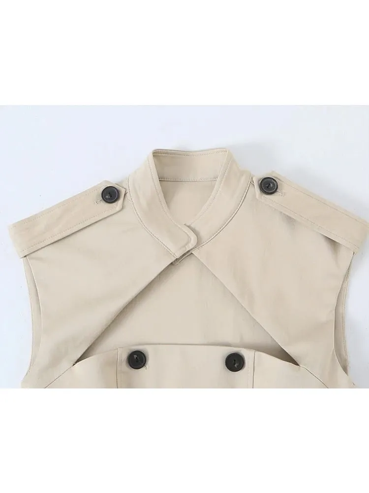 New Women Hollow Out Dress Sleeveless Solid Slim Fashion Trench Mini Dresses Sexy Club Street Style Trendy Partywear — image 4