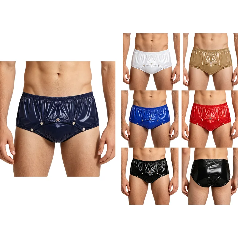 Cuecas masculinas com capa de fralda à prova d'água, com botões de pressão frontal, anti-vazamento, roupa íntima adaptável para idosos, necessidades especiais — image 7