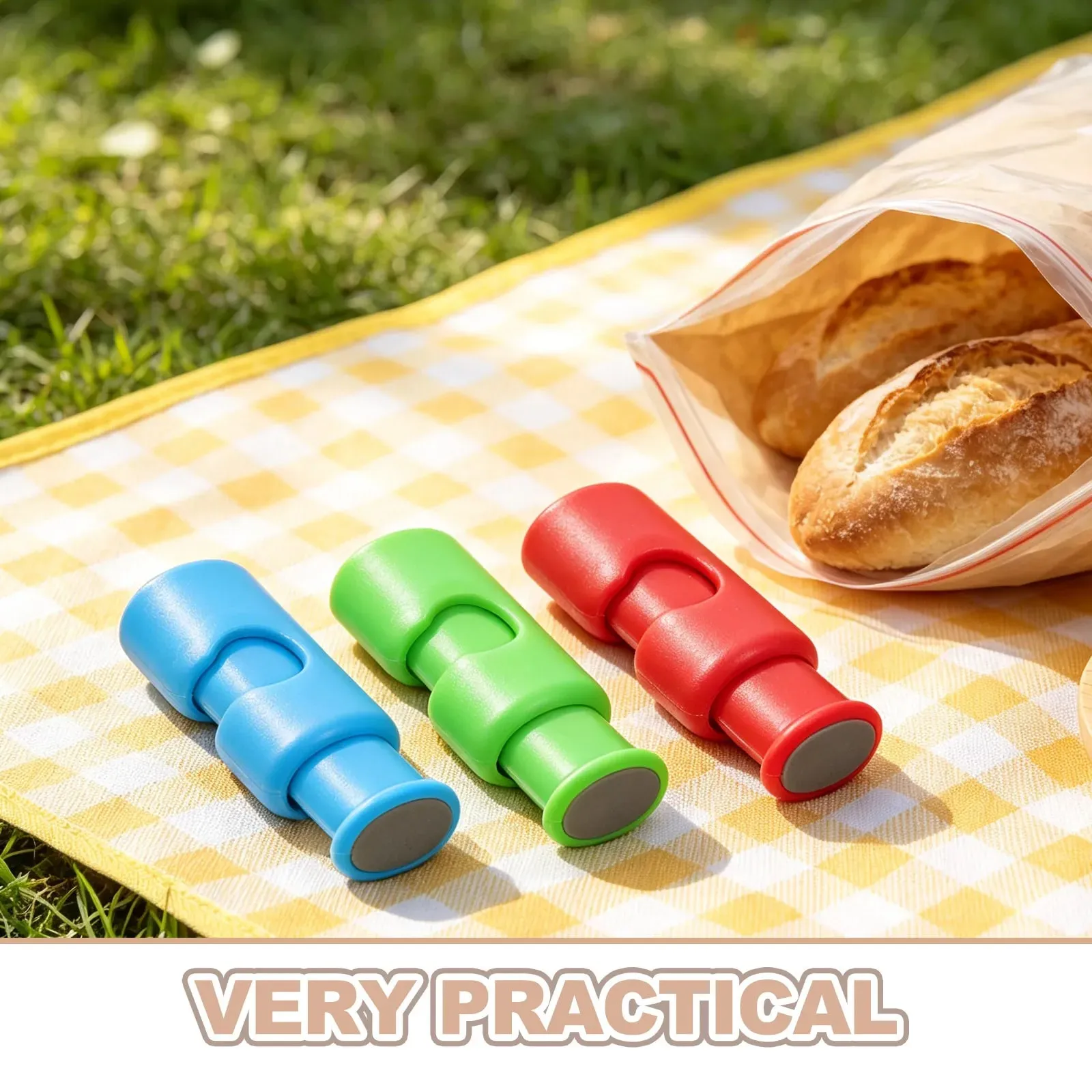 9/12pcs Food Seal Clips Multicolor Squeeze Lock Clips Airtight Bread Bag Sealer For Kitchen Fresh Food Storage Snack BagClosures
