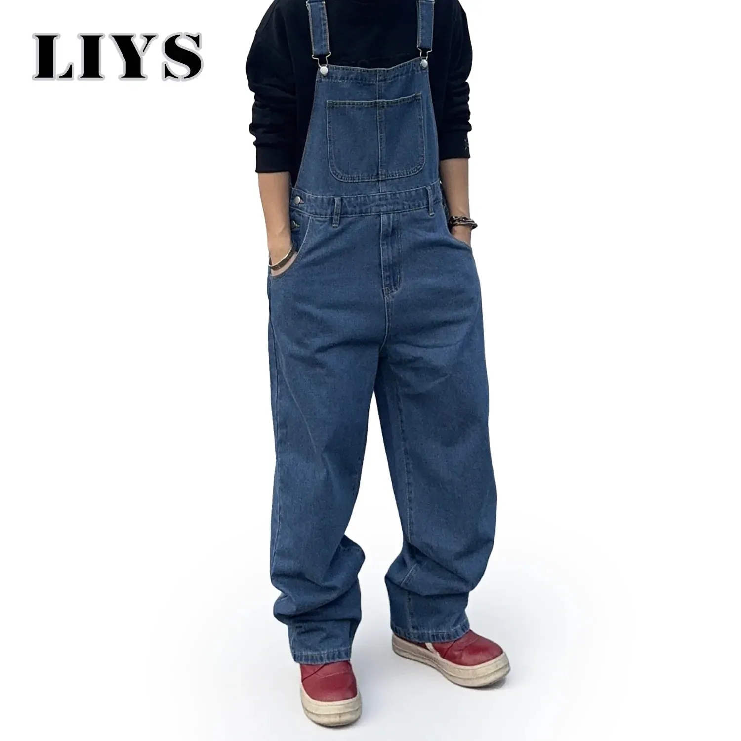 Overalls for Men Denim Suspenders Simple Baggy Jeans Men's Street Casual Solid Mid Waist Loose Washed Jumpsuits Length Tracksuit — image 5
