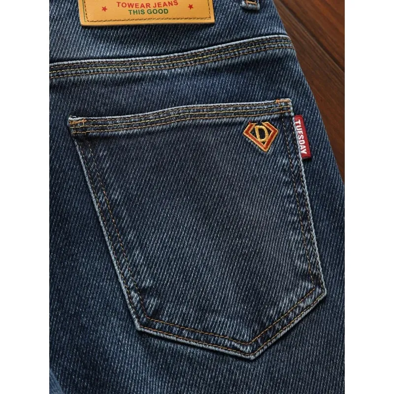 2025New Autumn Jeans Men's Slim Stretch Affordable Luxury Fashion Embroidery Long Skinny Pants