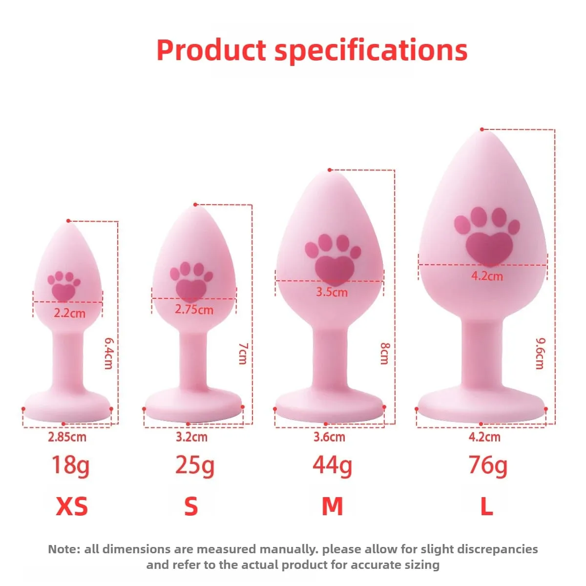 New 4 Sizes Cat Paw Silicone Anal Plug Pink Butt Plug Crystal Base Anus Dilator Expander Sex Toys For Woman Men Prostate Massage — image 6