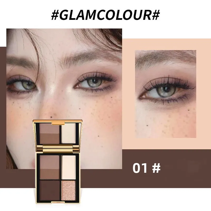 Versatile 5-Color Magic Eyeshadow Palette Brown Tones Matte Shimmer Finish Long-Lasting Eye Makeup Kit for All Ages — image 3
