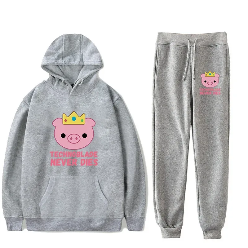 Harajuku Comfortable technoblade Print Sweatshirt Sweatpants Suit Men/Women Hoodies+ Trousers Suit Cute 2 Piece Set Clothes — image 22