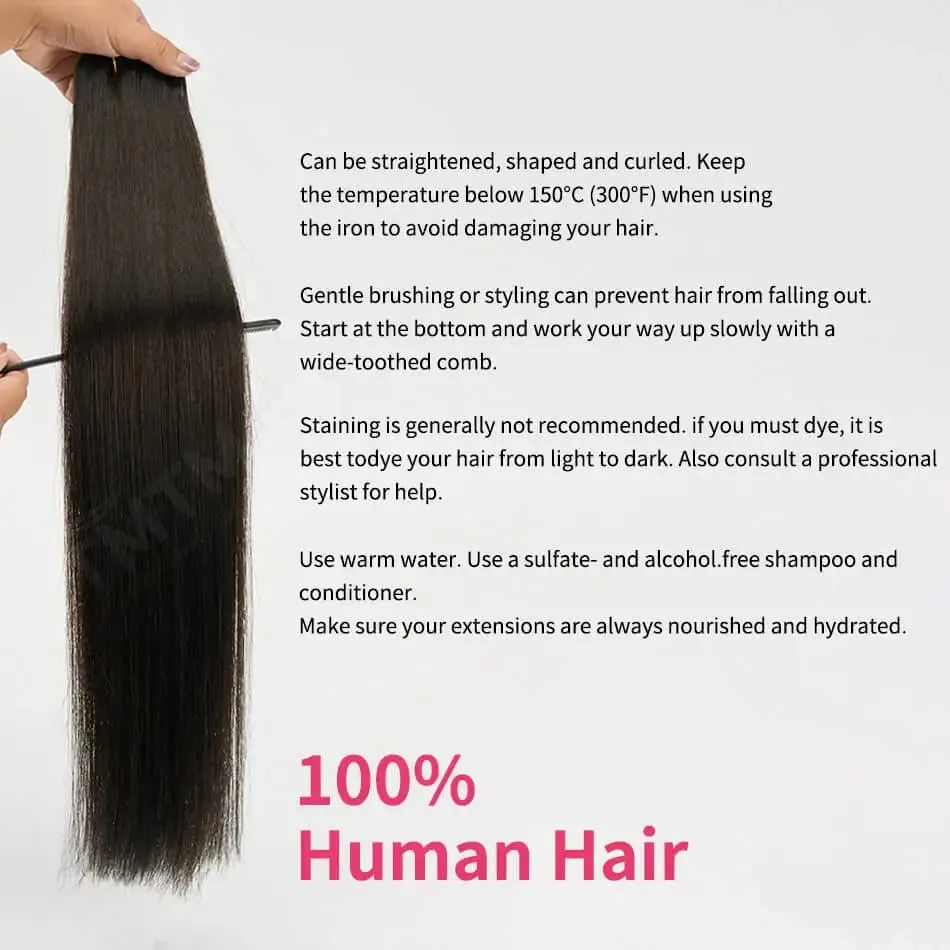 Straight PU Clip Ins Human Hair Extensions Black Brown Color 7 Pcs 110g/Set Seamless Invisible PU Weft For Women 100% Human Hair — image 5