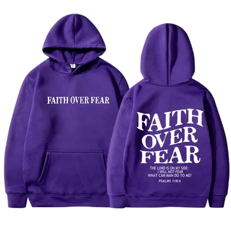 2026 new FAITH OVER FEAR Print Hoodies Eco Soft Fabric Men Women Casual Long Sleeve Hooded Sweatshirt Hip Hop Harajuku Y2k — image 7