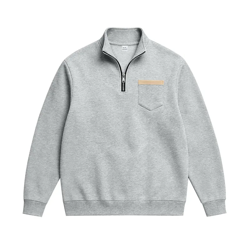 Mga Lalaki 2026 Autumn Winter Hot Item Fleece Lined Stand Collar Loose Vintage Sweatshirt Casual Commuter Fashion Lalaki Pang-araw-araw na Panlabas na Kasuotan — image 22