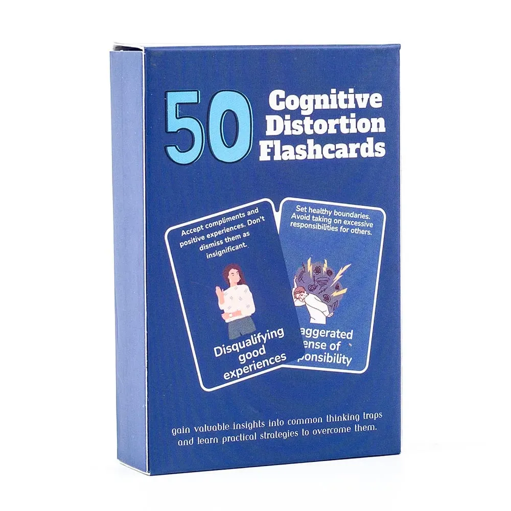 50 Cognitive Distortion Flashcards Identify Thinking Traps Practical Mental Wellness Strategies Emotional Management Board Game