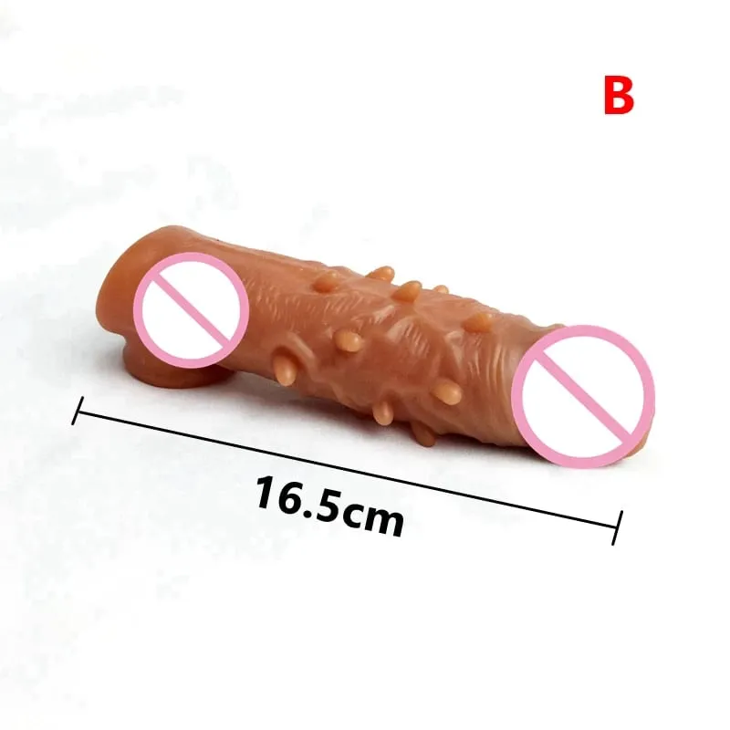 Realistisk Penisförlängning Cock Sleeve Återanvändbar Silikon Penisförstorare Fördröjning Kondomer För Män Dildo Enhancer Sexleksaker Erotisk butik — image 19