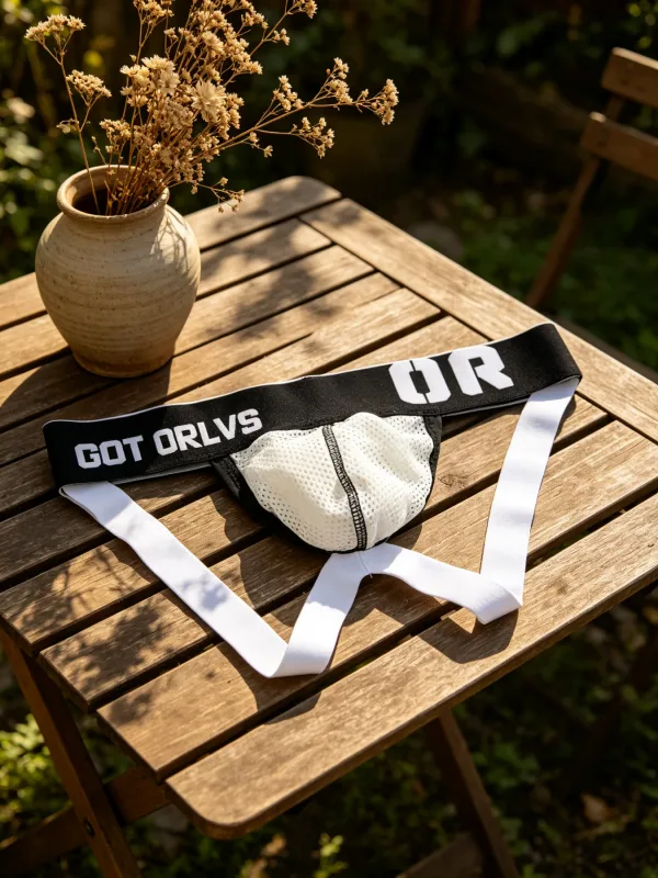 Cueca masculina de malha g string, roupa íntima com letras impressas em contraste, cintura elástica larga, contorno 3d, bolsa em u, material de malha fina sofisticado — image 4