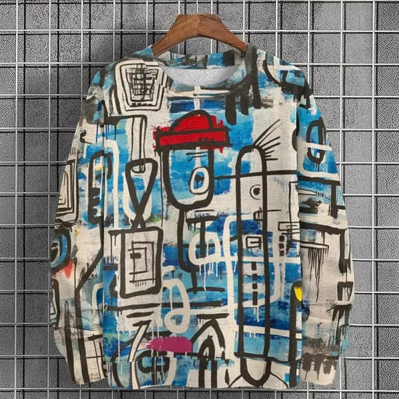 Mga Graphic na Sweatshirt ng Kalalakihan Para sa Mga Lalaki Graffiti Pullover Long Sleeve Sweatshirt Crew Neck Fashion Pang-araw-araw na Kaswal na Bakasyon sa Bakasyon Bago — image 12