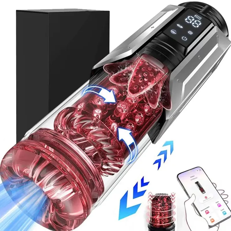 Automatic Male Masturbator Stroker with 7 Thrusting Rotating Licking Adult Pocket Pussy Mens Sex Toy Blowjob Sex Machine