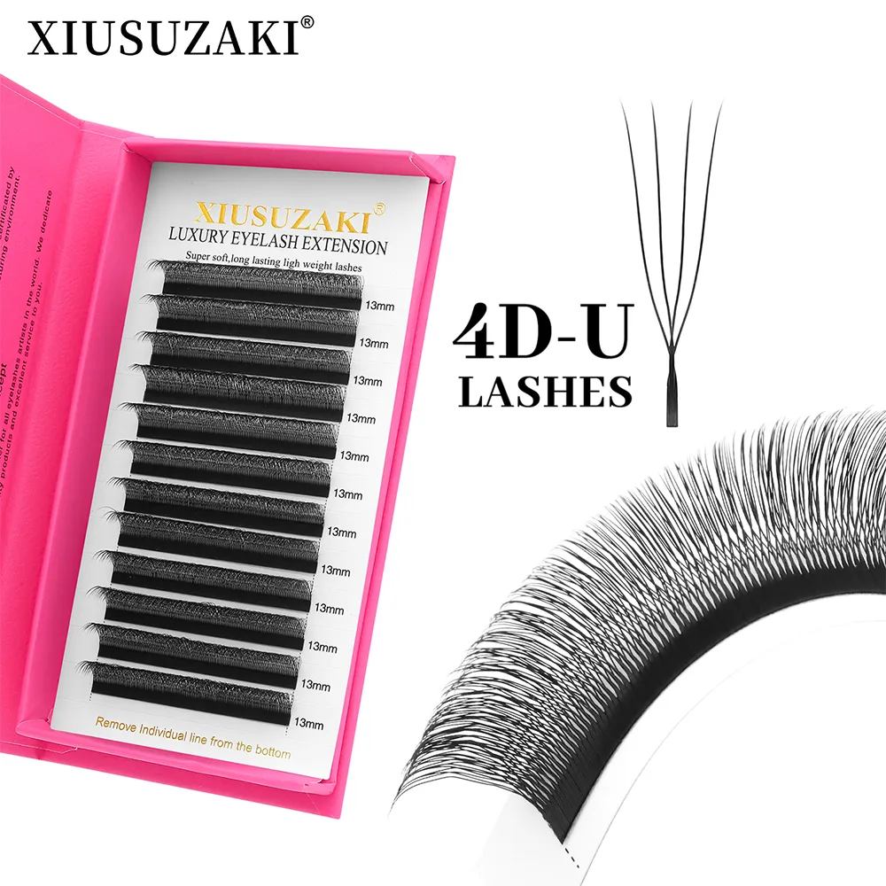 U Shaped 4D Eyelashes Extensions Matte Black U 4D Lashes Premade Fans Volume False Lashes Wholesale Suppliers Shop — image 2