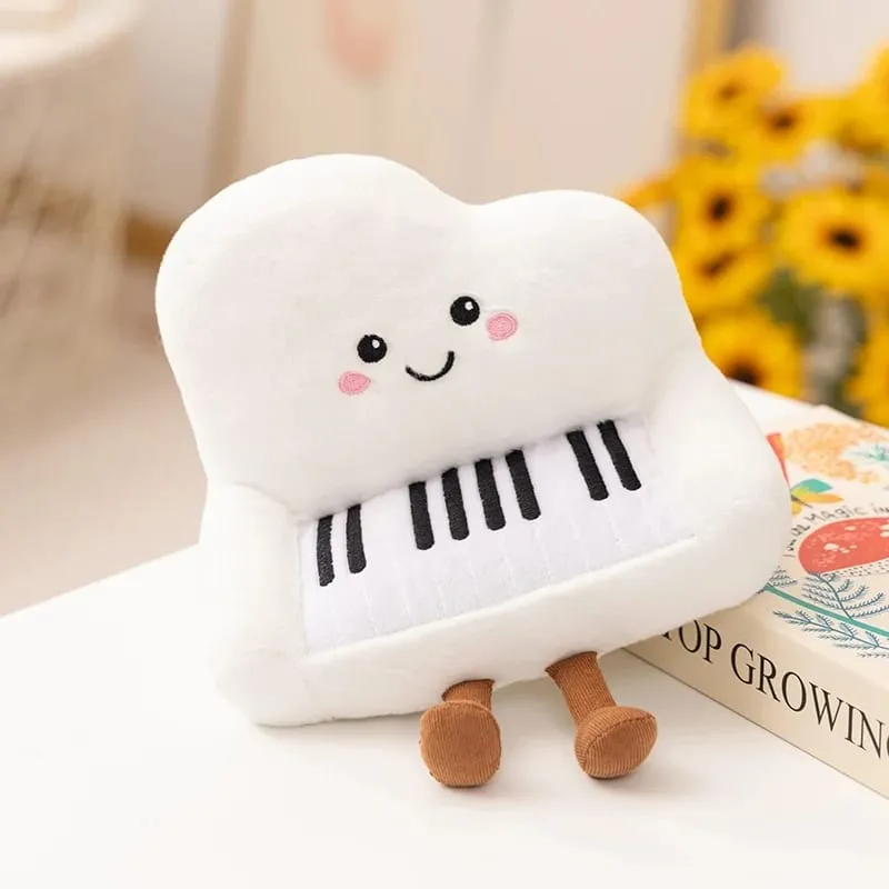 Musical Instrument Plush Toy Stuffed Kawaii Adorable Saxophone Bass White Piano Humanoid Doll with Legs Decor Gift