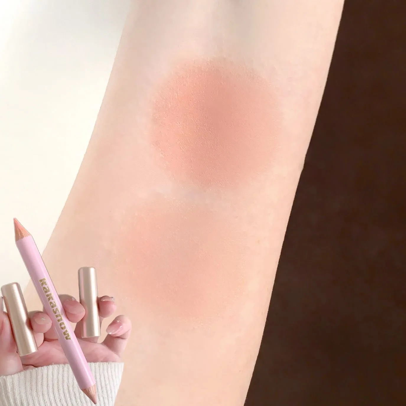 Crayon de ver à soie couché à Double extrémité, surligneur, stylo de maquillage mat naturel éclaircissant, bâton d'ombre à paupières rose abricot, cosmétiques pour les yeux — image 6