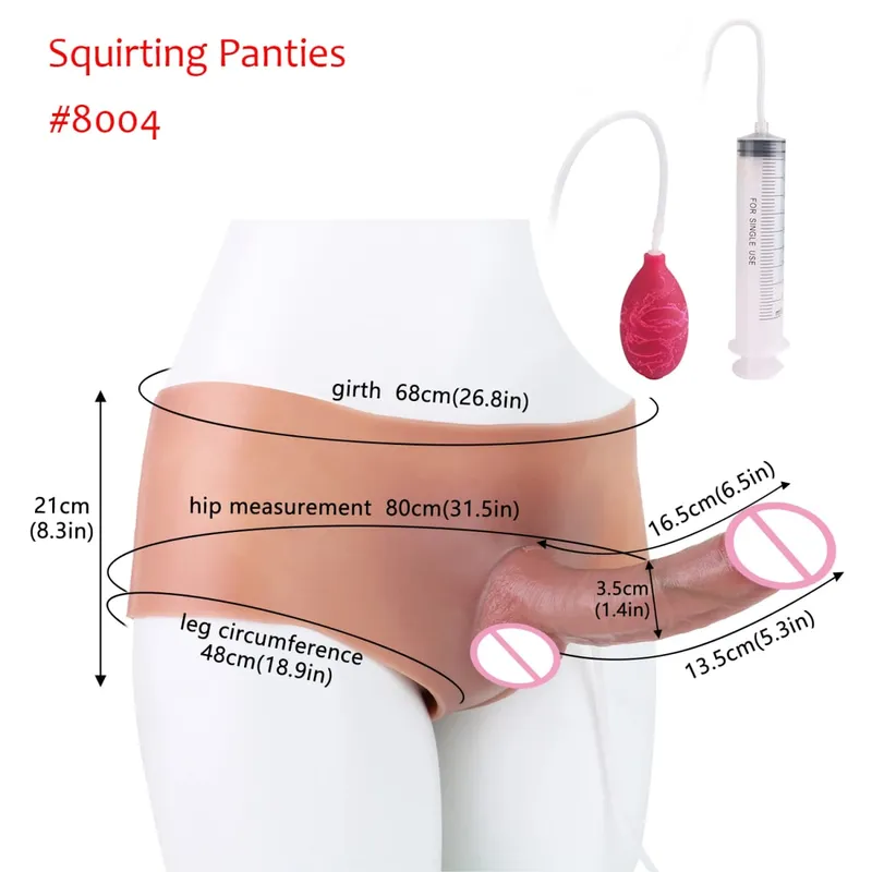 Black Nude Strapon Malaking Makatotohanang Ejaculation Dildo Silicone Squirting Panties Na May Simulated Solid Penis Sex Toy Para sa mga Babae — image 9