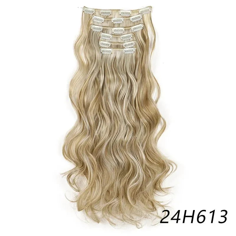 Synthetic Long Curly 16 Clips Hair Extension Heat Resistant Fiber Black Brown Hairpiece for Women Cosplay Wig Halloween Wig Part — image 22