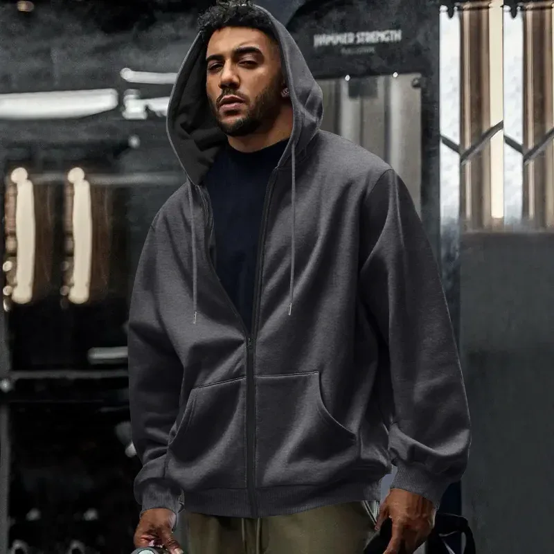 Ny 2026 mäns höst Fritidskläder Solid långärmad dragkedja Huvtröja Kappa Manmode Utomhus Sportkläder Huvtröjor Jackor — image 40