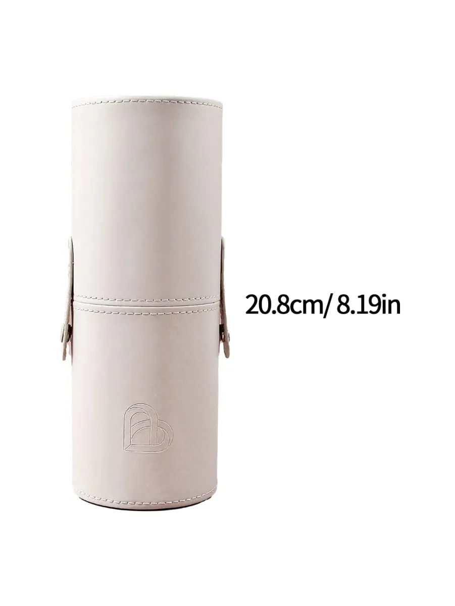 1PC Cylindrical Makeup Brush Holder PU Leather Cosmetic Storage Box Waterproof Dustproof Portable Makeup Brushes Organizer Trave — image 2