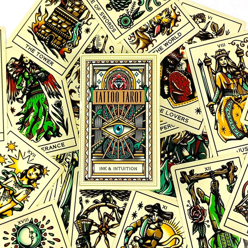 Hot-selling Tattoo Tarot Cards A 78 Tarot Deck PDF Guidebook Future Divination Borad Playing Games Family Gathering Card Game — image 3