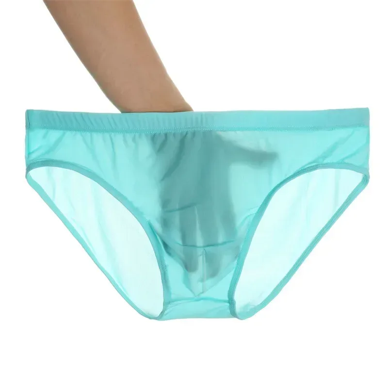 2 pçs ultra fino cuecas de seda gelo masculino plus size M-4XL cor sólida juventude translúcido cintura baixa respirável sexy calcinha masculina — image 2