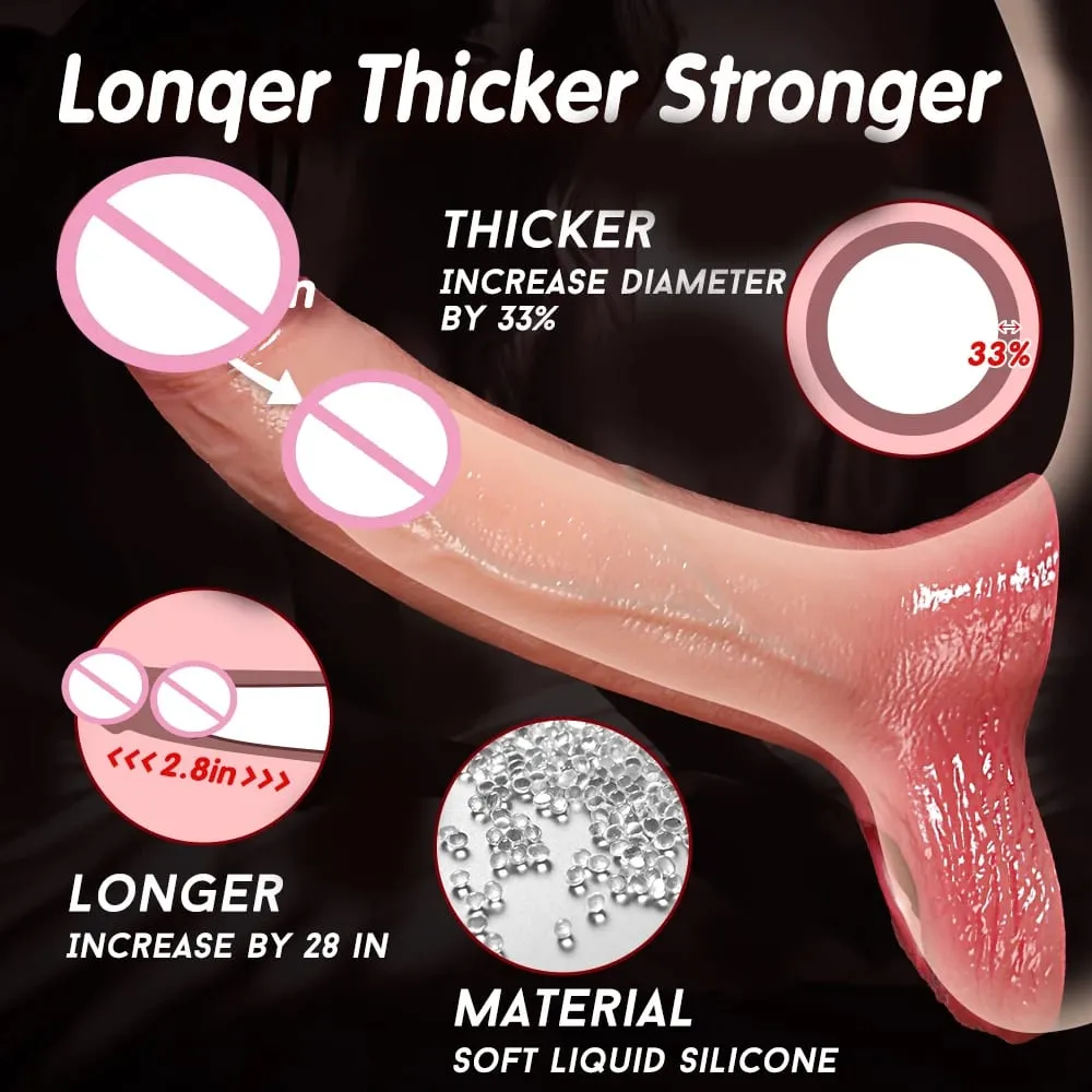Male Realistic Remote Control Big Penis Ring Extender Cock Enlarged Stretchable Powerful Vibrator Silicone Soft & Stretchable Dick Training Stronger Delay Ejaculation Cock Ring Condom Silicone Couple Adult Sex Toys For Men Supplies 18+ — image 3