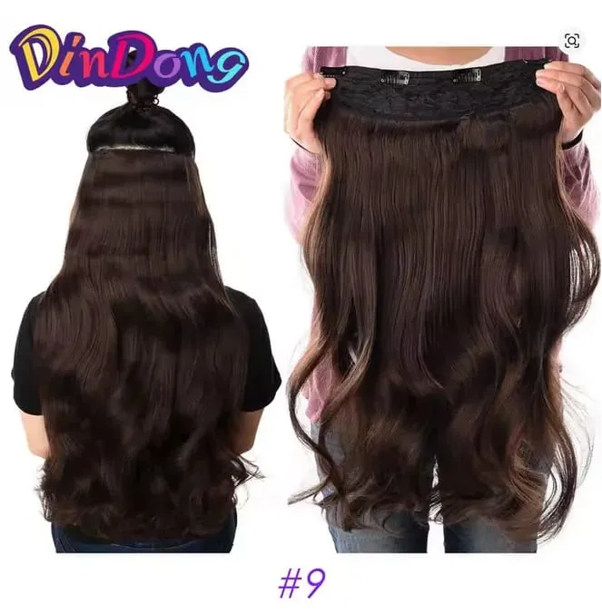 24 Inch Clips in Hair Extensions for Women Synthetic Long Natural Wavy Curly Hair in One Hairpiece Weft with Secure 4 Clips in