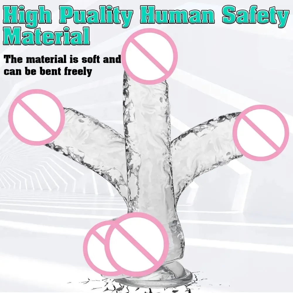 Different Sizes Transparent Soft Jelly Dildo Realistic Fake Dick Penis with Suction Cup G Spot Vagina Massage Sex Toy for Women — image 3