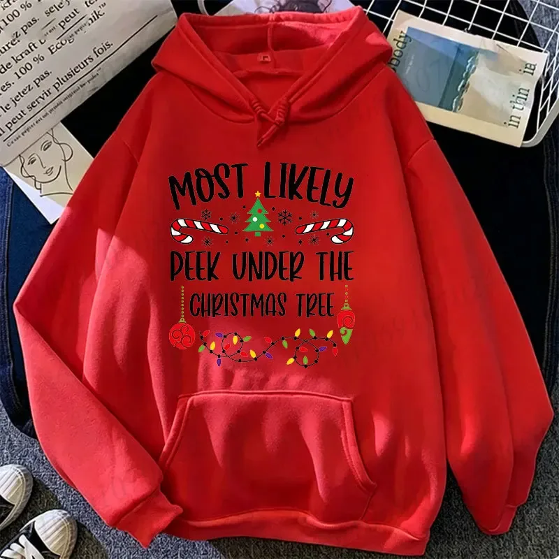 Mest sannolikt till jul Familj Luvtröjor Rolig Slogan Grupp Tröjor Xmas Pepparkakor Man Tryck Huva Luvtröja Holiday Party Topp — image 19