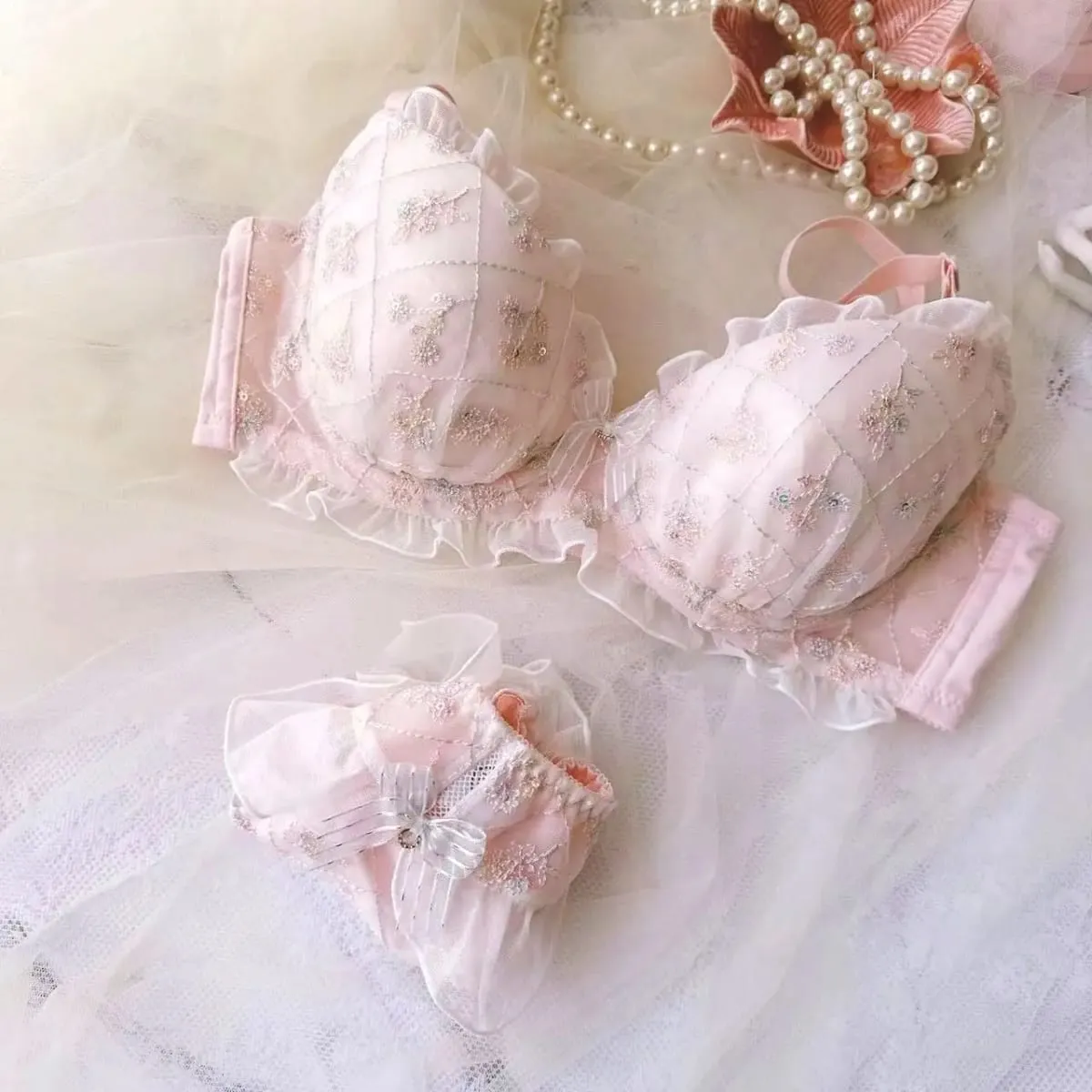 Bordado push up lingerie feminina copos finos estilo universitário estudante sutiãs meninas bonito reunido sexy conjunto de sutiã — image 5