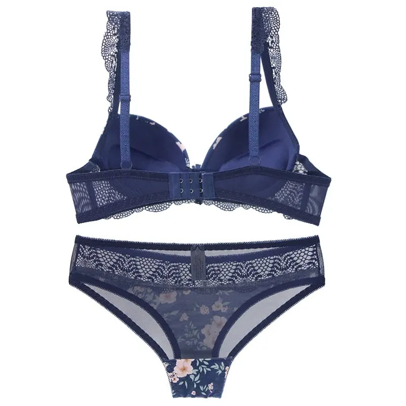 2023 Bagong Sexy Ladies Bras Set Para sa Big Boops BCDE Cup Bow Floral Underwear Black Beige Blue Red White Lace Women Lingerie — image 7