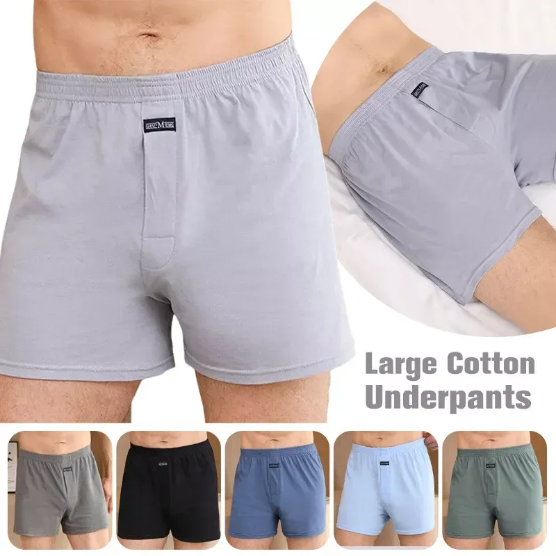 Herr Boxer Trosa Lot Kalsonger Lös Stor Kort Bomull Plus Size Underkläder För Herr Boxerbyxor Solid Mellan Herr Boxer — image 1