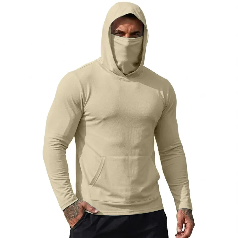 Camiseta masculina com capuz, proteção solar, secagem rápida, manga comprida, leve, top de desempenho para caminhadas ao ar livre, uso solar — image 7