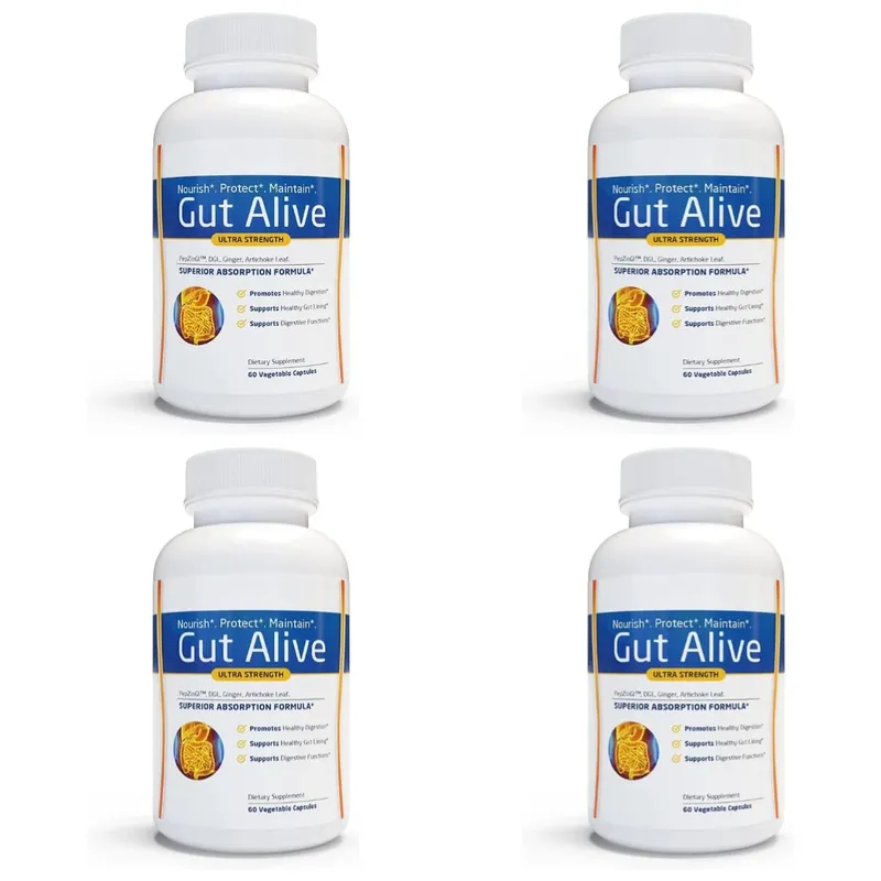 Gut Alive - All Natural Support to Fight IBS Heartburn Acid Indigestion Acid Reflux Bloating & Gas Unique Formulation 60 Count — image 11