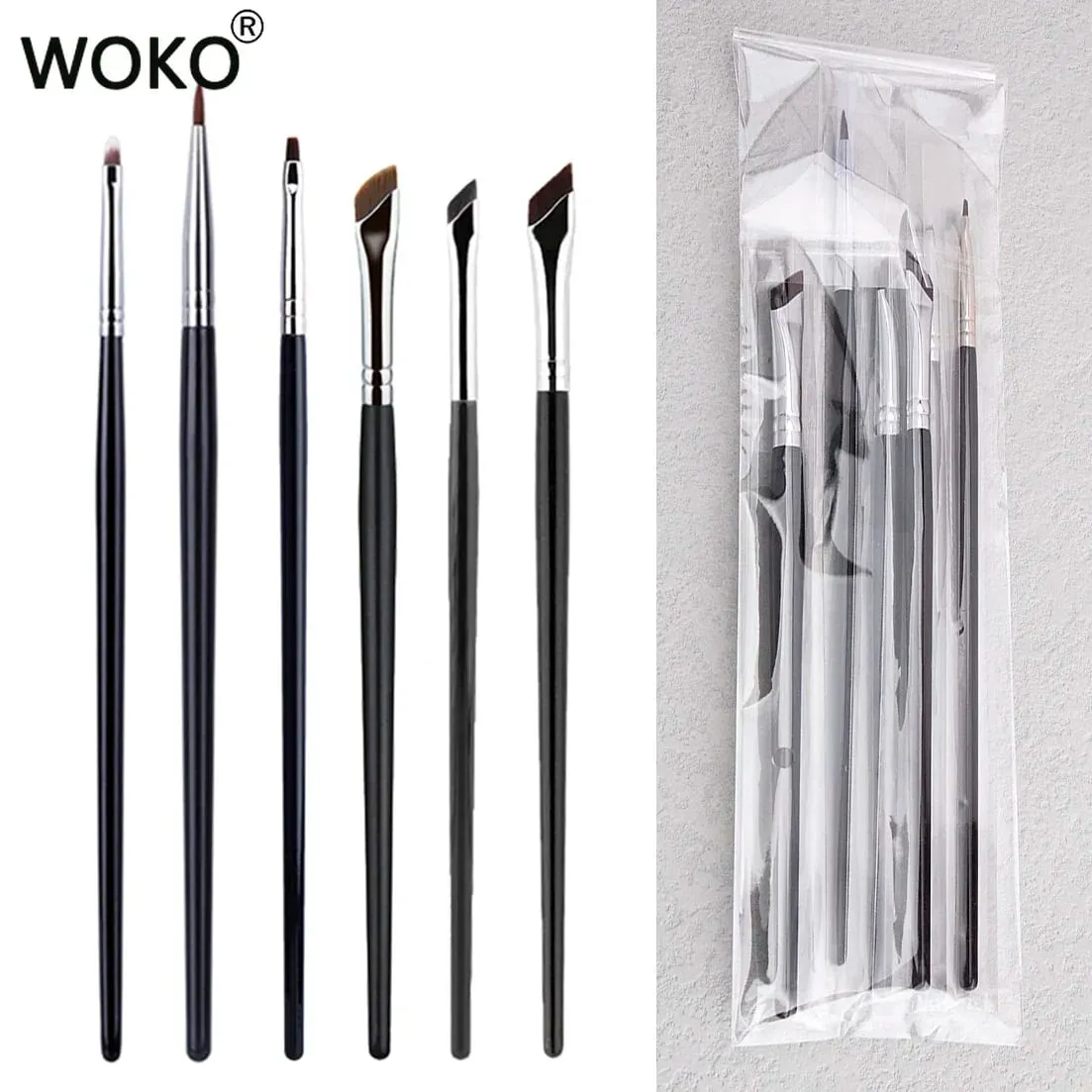 Ensemble de pinceaux de maquillage pour Eyeliner en Gel fin, ensemble de pinceaux pour Eyeliner à dessus plat, correcteur, outil de maquillage détaillé, 5/6 pièces — image 3