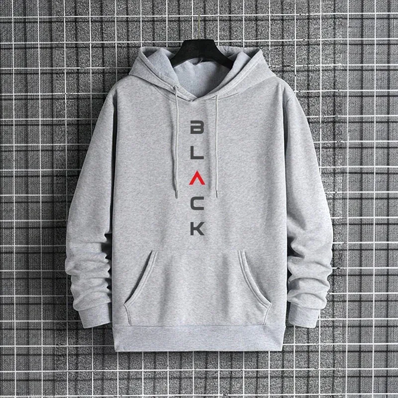 Black Letter Print Hoodies for Man Autumn Winter Hot Sale High Quality Hooded Sweatshirt Home Outdoor Casual Sport Warm Pullover — image 16